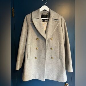 J. Crew Gray Pea Coat with Gold Buttons